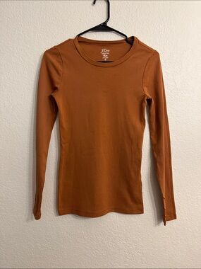 J. Crew Long Sleeve Crewneck Top in Burnt Orange